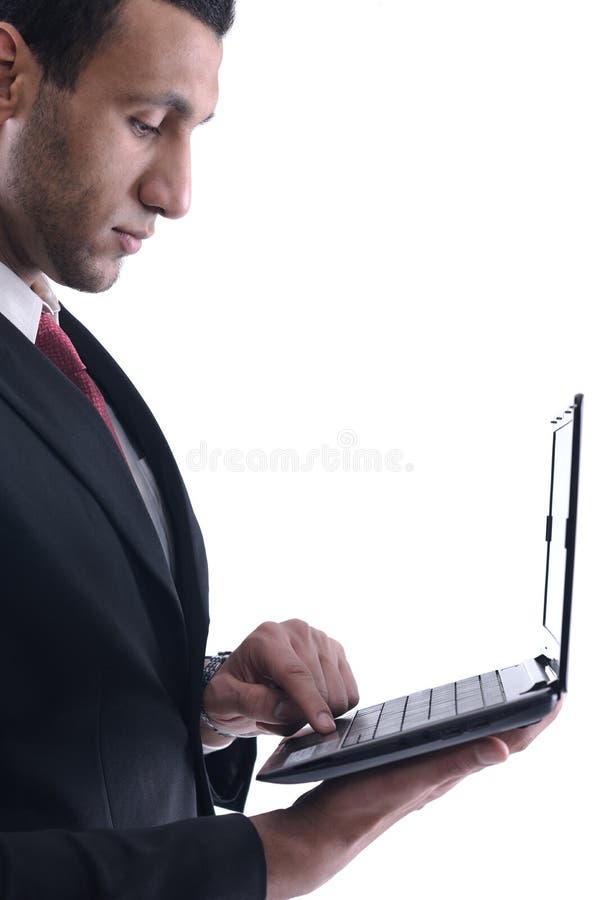 μίνι εργασία χαμόγελου ατόμων lap-top επιχειρησιακής λαβής στοκ φωτογραφίες μίνι εργασία χαμόγελου ατόμων lap-top επιχειρησιακής λαβής στοκ φωτογραφίες