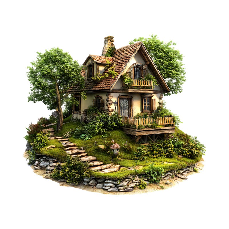 Μαγεμένη σχεδίαση κήπου 3D Rendering Garden Με διαφανές φόντο ελεύθερη απεικόνιση δικαιώματος