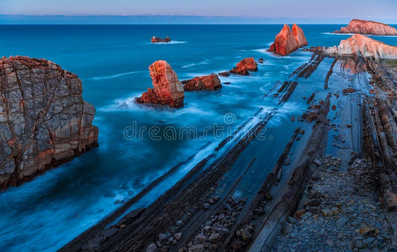 μαγική θέση Ακτή Arnia, σαντάντερ, Ισπανία στοκ εικόνα