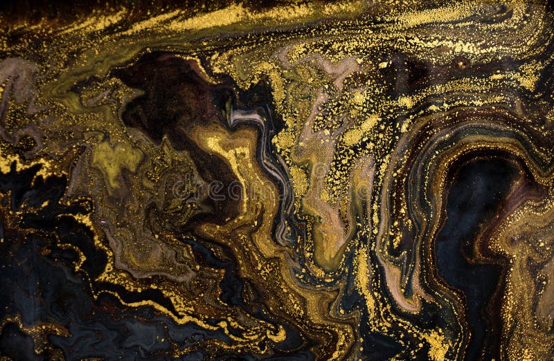 Μαρμάρινο αφηρημένο ακρυλικό υπόβαθρο Marbling σύσταση έργου τέχνης Σχέδιο κυματισμών αχατών Χρυσή σκόνη στοκ εικόνα