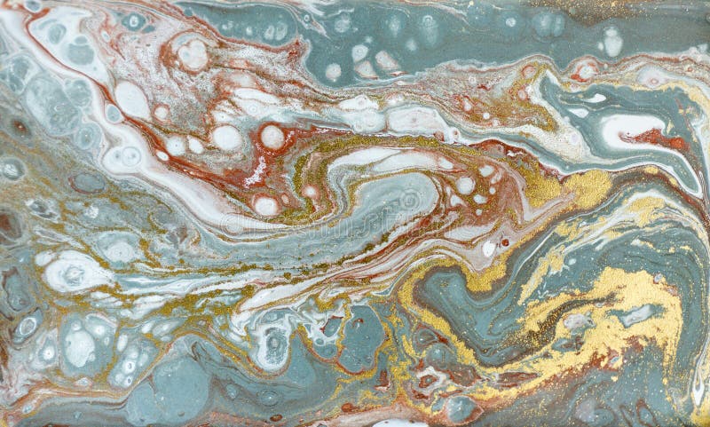 Μαρμάρινο αφηρημένο ακρυλικό υπόβαθρο Marbling φύσης μπλε σύσταση έργου τέχνης ακτινοβολήστε χρυσός στοκ φωτογραφίες