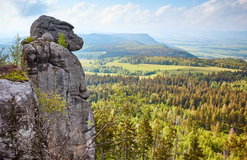 μαϊμού ροκ σχηματισμός στα βουνά szczeliniec wielki stolowe πολωνία