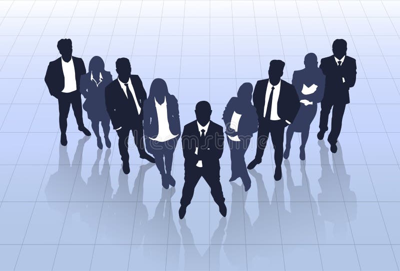 Μαύρα ανθρώπινα δυναμικά ομάδας Businesspeople ομάδας σκιαγραφιών επιχειρηματιών ελεύθερη απεικόνιση δικαιώματος