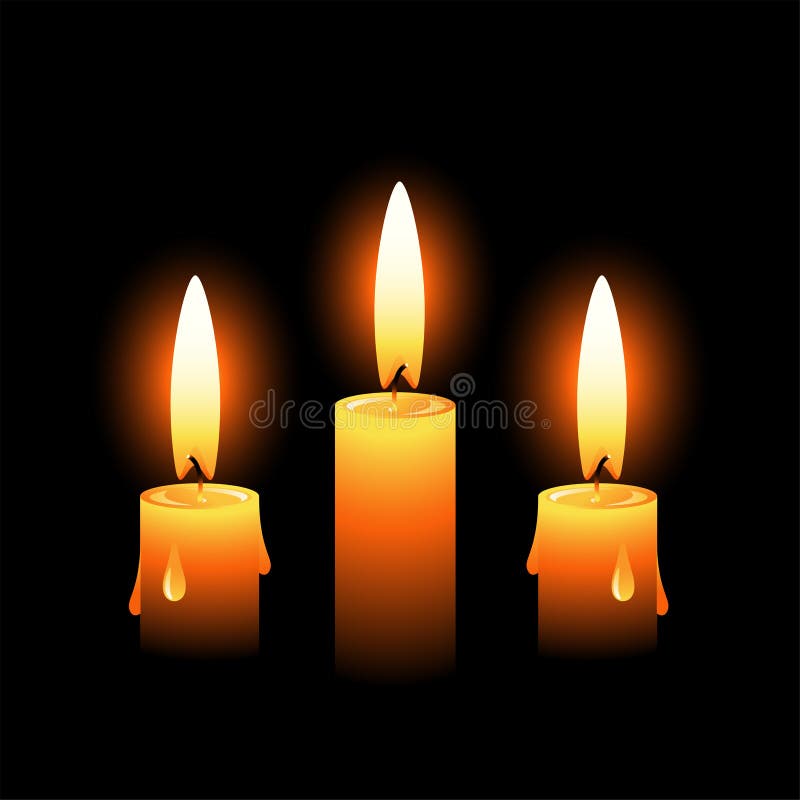 Three candles on a black background. You can use them together or separately in yuor own design. Isolated. Three candles on a black background. You can use them together or separately in yuor own design. Isolated.