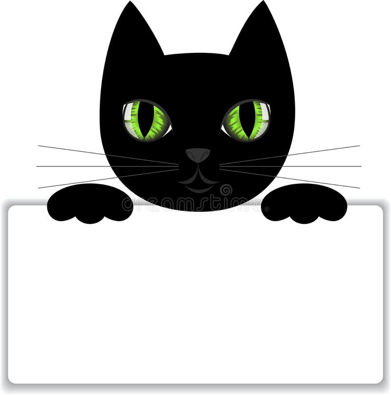 Black cat keeps paws white card. Black cat keeps paws white card