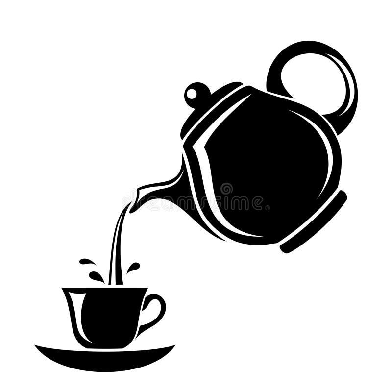 Μαύρη σκιαγραφία teapot και του φλυτζανιού. διανυσματική απεικόνιση