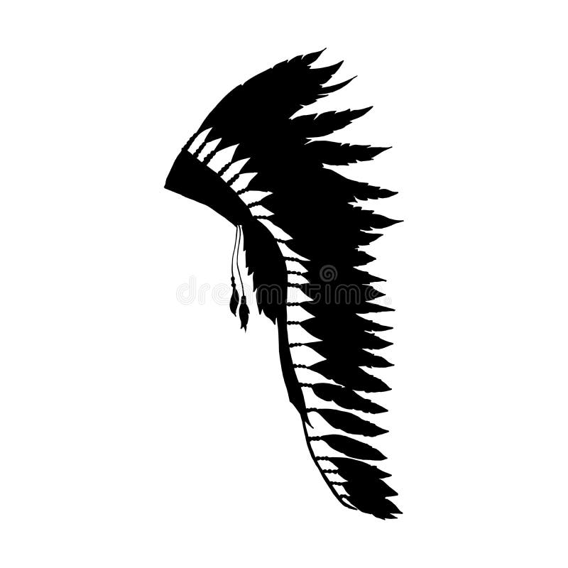 Μαύρη σκιαγραφία καπέλων φτερών Warbonnet, εξάρτημα μόδας διανυσματική απεικόνιση Μαύρη σκιαγραφία καπέλων φτερών Warbonnet, εξάρτημα μόδας διανυσματική απεικόνιση