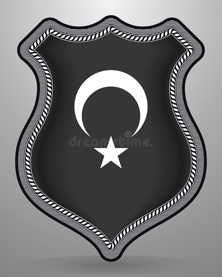 Μαύρη τουρκική σημαία με την άσπρα ημισέληνο και το αστέρι Διανυσματικό διακριτικό