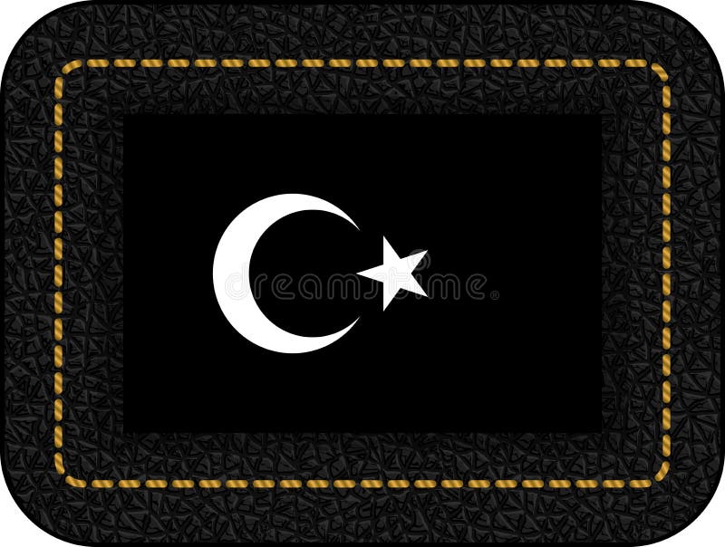 Μαύρη τουρκική σημαία με την άσπρα ημισέληνο και το αστέρι Διανυσματικό εικονίδιο επάνω