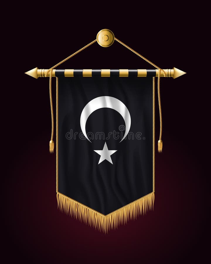 Μαύρη τουρκική σημαία με την άσπρα ημισέληνο και το αστέρι Εορταστικό Vertica