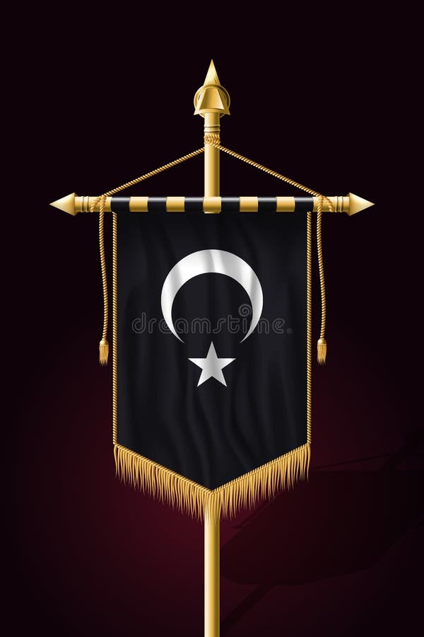 Μαύρη τουρκική σημαία με την άσπρα ημισέληνο και το αστέρι Εορταστικό Vertica