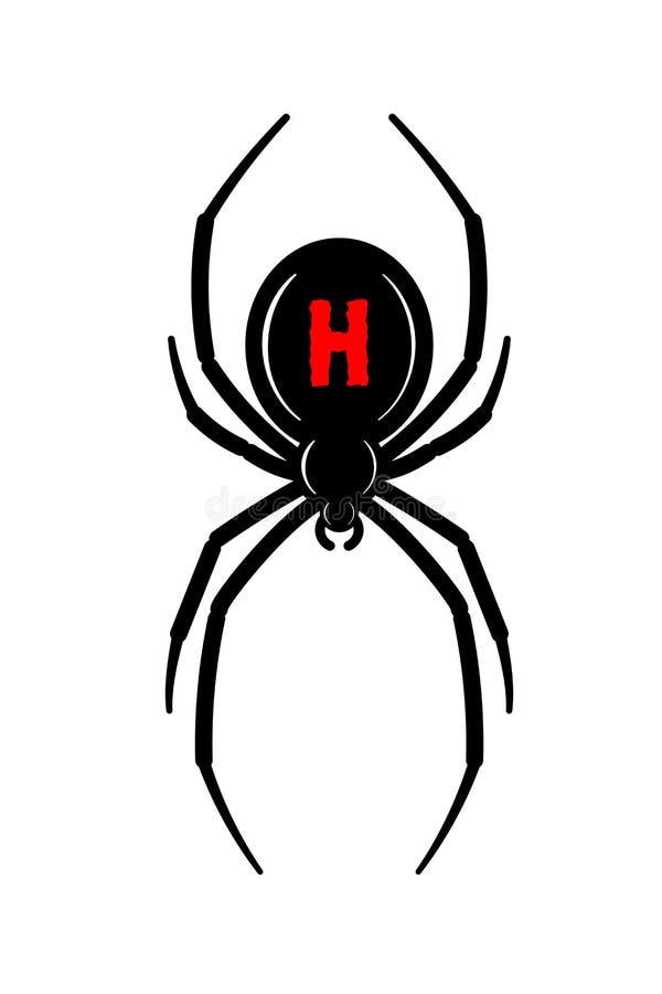 Μαύρη χήρα αράχνης Αράχνη κόκκινου μαύρου ζωύφου 3D, απομονωμένο λευκό φόντο Τρομακτικό εικονίδιο μαύρου αποκριού, τρόμος συμβόλο