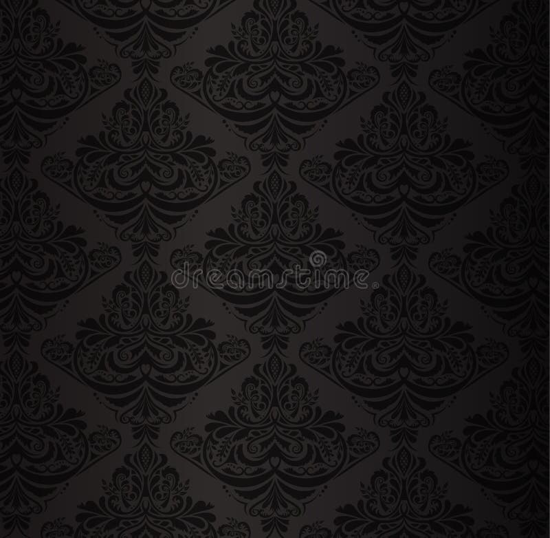 Μαύρο damask σχέδιο με την εκλεκτής ποιότητας floral διακόσμηση απεικόνιση αποθεμάτων Μαύρο damask σχέδιο με την εκλεκτής ποιότητας floral διακόσμηση απεικόνιση αποθεμάτων