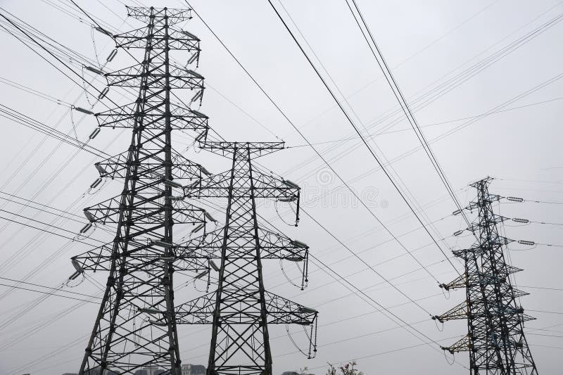 Tall Power lines in black and white. Tall Power lines in black and white