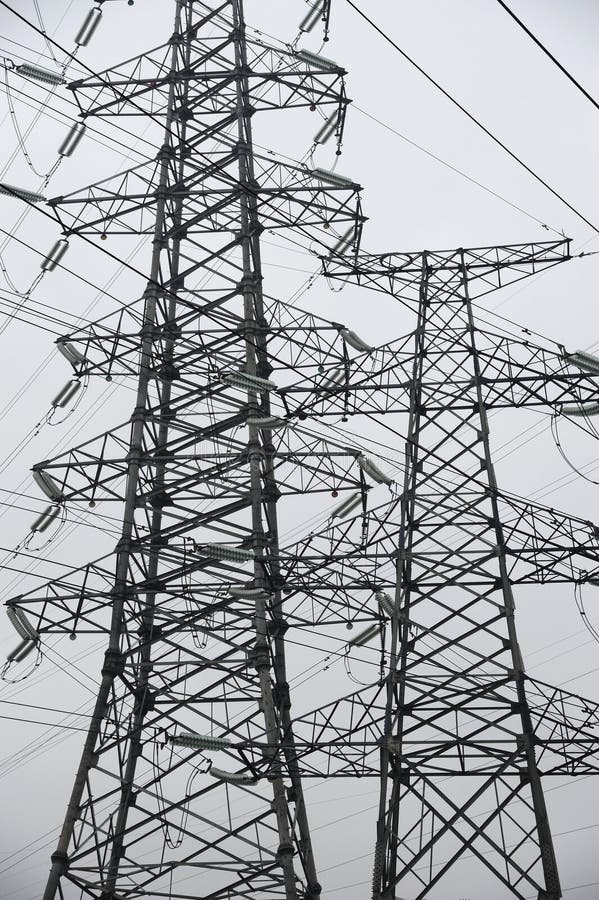 Tall Power lines in black and white. Tall Power lines in black and white