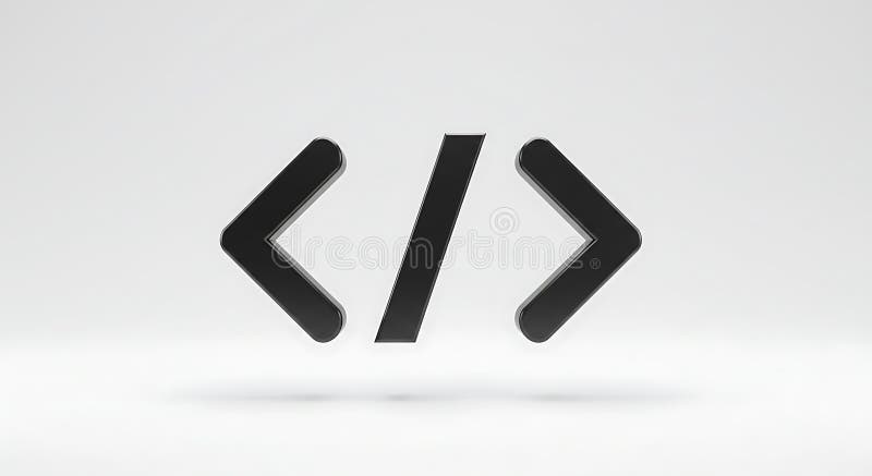 Μαύρο σύμβολο ετικέτας HTML 3 ιντσών με αριστερή γωνιώδη αγκύλη με κάθετο ελεύθερη απεικόνιση δικαιώματος