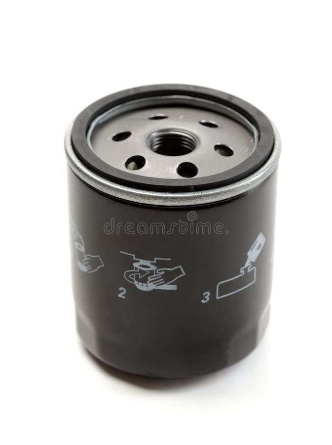 Black car oil filter. Isolate on white background. Black car oil filter. Isolate on white background.