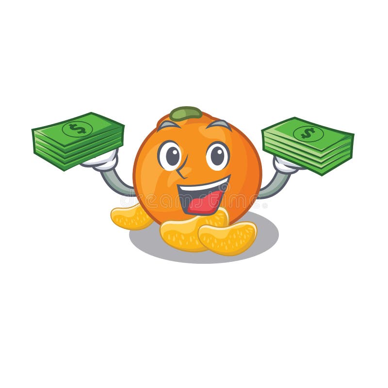 Με tangerine τσαντών χρημάτων με στη μορφή μασκότ απεικόνιση αποθεμάτων Με tangerine τσαντών χρημάτων με στη μορφή μασκότ απεικόνιση αποθεμάτων