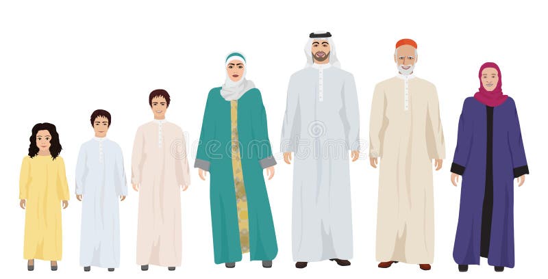 Μεγάλη και ευτυχής αραβική οικογενειακή διανυσματική απεικόνιση