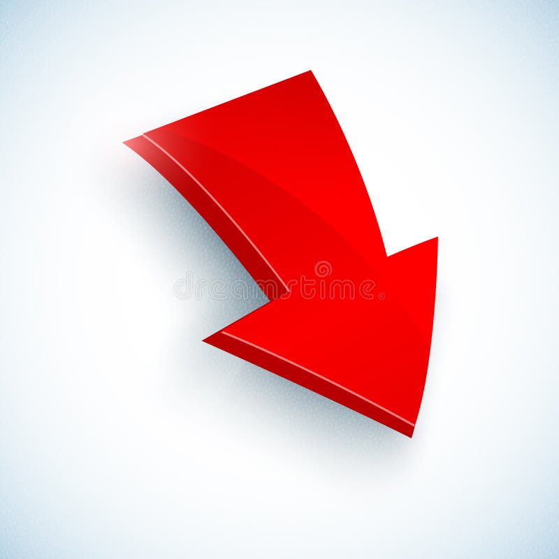 Big 3d red vector arrow icon with shadow. Big 3d red vector arrow icon with shadow