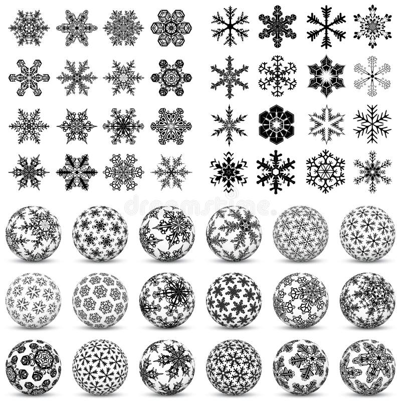Μεγάλα γραπτά διανυσματικά Snowflake εικονίδιο και σύμβολο Collectio ελεύθερη απεικόνιση δικαιώματος