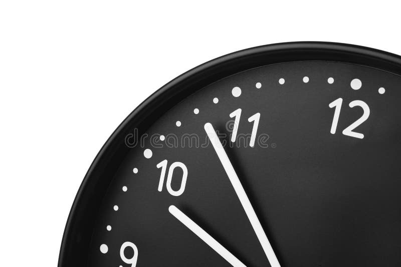 Μεγάλο μαύρο ρολόι στο άσπρο υπόβαθρο στοκ εικόνες