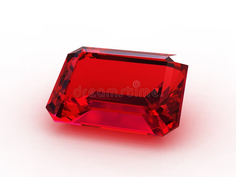 Large emerald cut ruby gemstone - 3D. Large emerald cut ruby gemstone - 3D