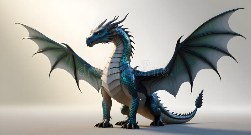 μεγάλος μοναχικός δράκος με λεπτομέρειες 3d απόδοση απεικόνιση αποθεμάτων
