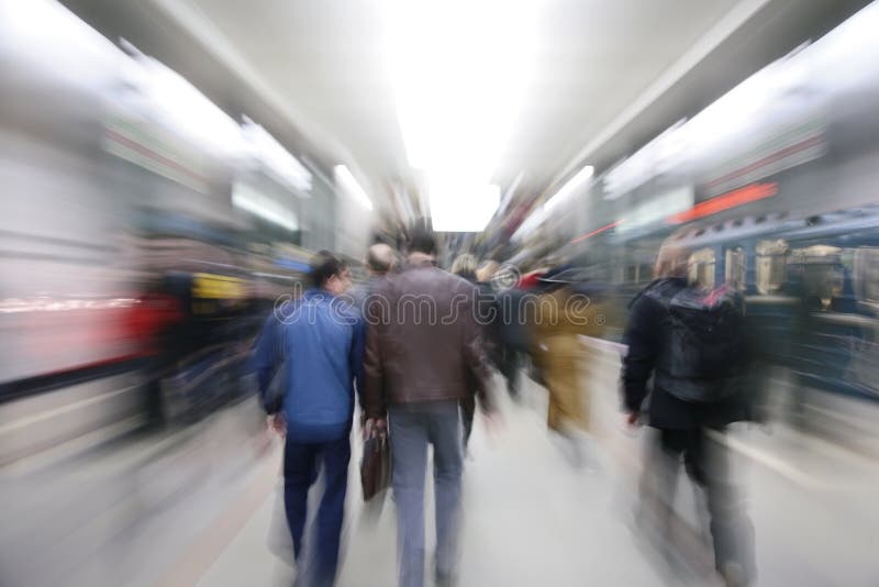 Zooming passengers in modern subway. Zooming passengers in modern subway