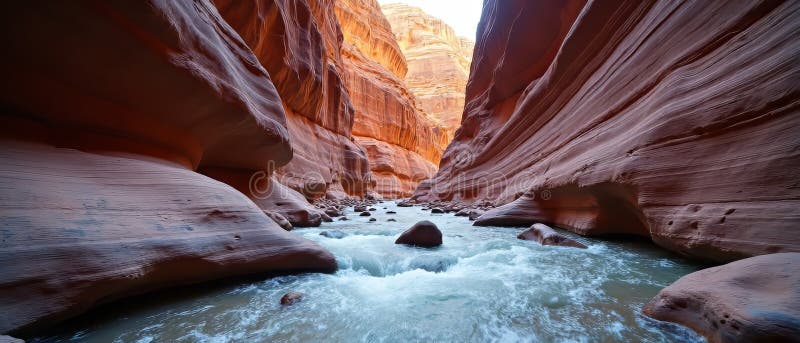 Μεγαλοπρεπές φαράγγι του Glen Canyon Συναρπαστική θέα των κόκκινων βράχων του Αριζόνα και του ποταμού Κολοράντο διανυσματική απεικόνιση