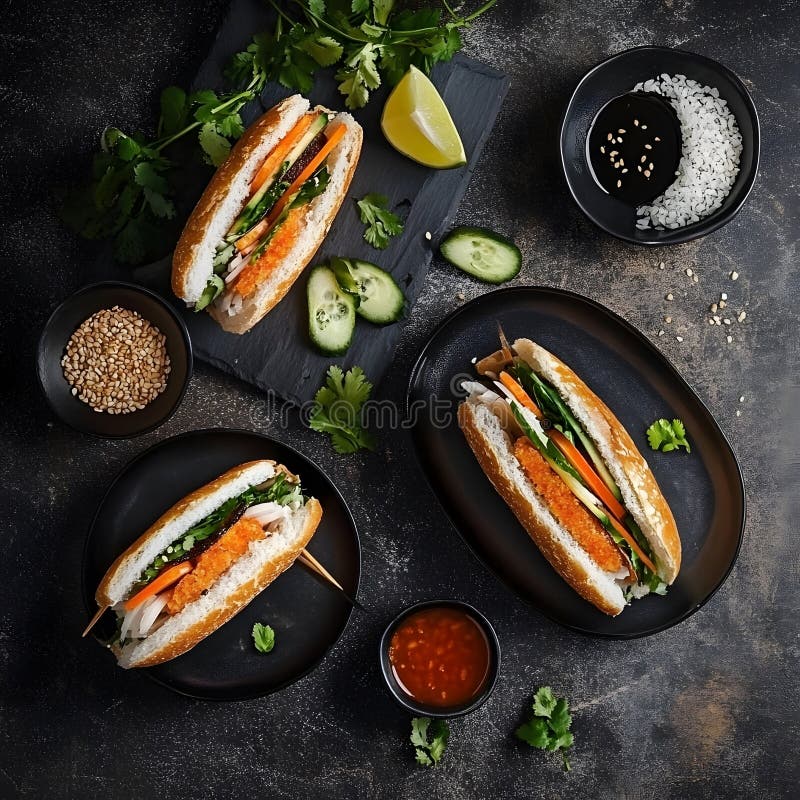 μενού φαγητού σάντουιτς banh mi απεικόνιση αποθεμάτων