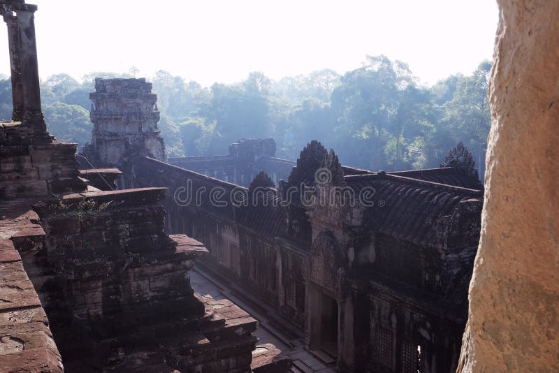 Medieval temple ruins in Cambodia. Abandoned Buddhist temple. Architectural art of ancient civilizations. Medieval temple ruins in Cambodia. Abandoned Buddhist temple. Architectural art of ancient civilizations.