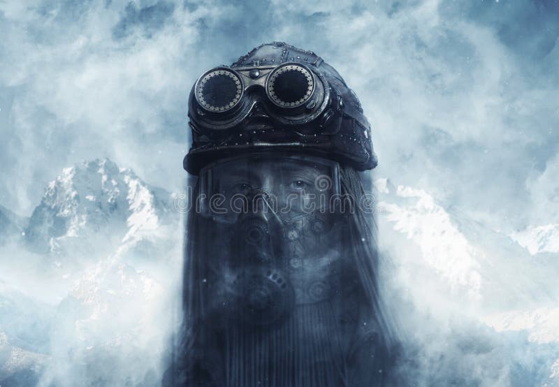 Μετα-αποκαλυπτική φουτουριστική έννοια Steampunk στοκ εικόνα