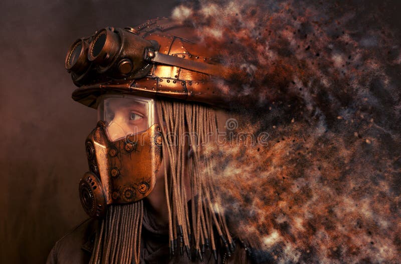 Μετα-αποκαλυπτική φουτουριστική έννοια Steampunk στοκ εικόνες