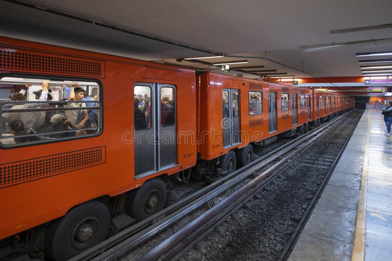 Mexico City Metro line 1 in Candelaria station at Historic center of Mexico City CDMX, Mexico. Mexico City Metro line 1 in Candelaria station at Historic center of Mexico City CDMX, Mexico.