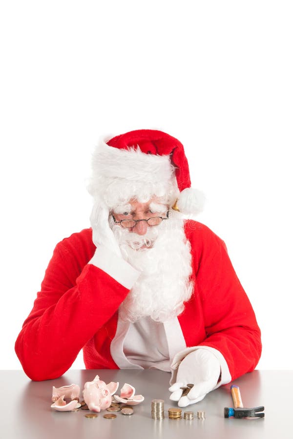 Μετρώντας νομίσματα Santa στοκ εικόνες Μετρώντας νομίσματα Santa στοκ εικόνες
