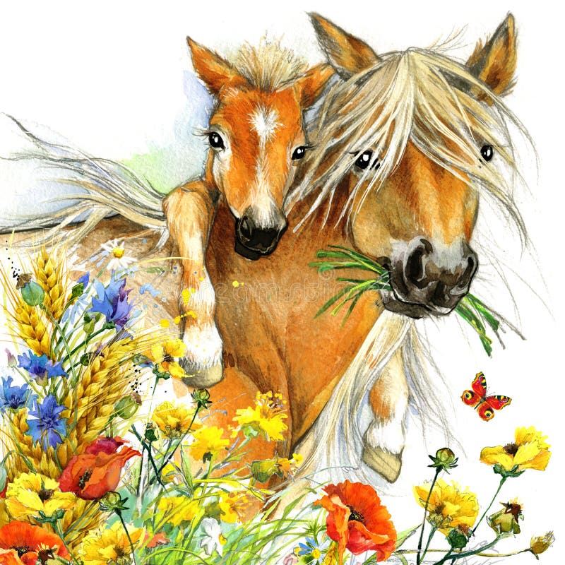 Μητρότητα αλόγων και foal απεικόνιση χαιρετισμών υποβάθρου απεικόνιση αποθεμάτων