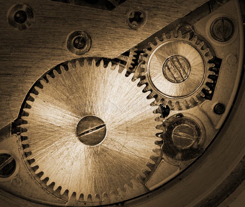Close-up of old clock mechanism with gears. Close-up of old clock mechanism with gears