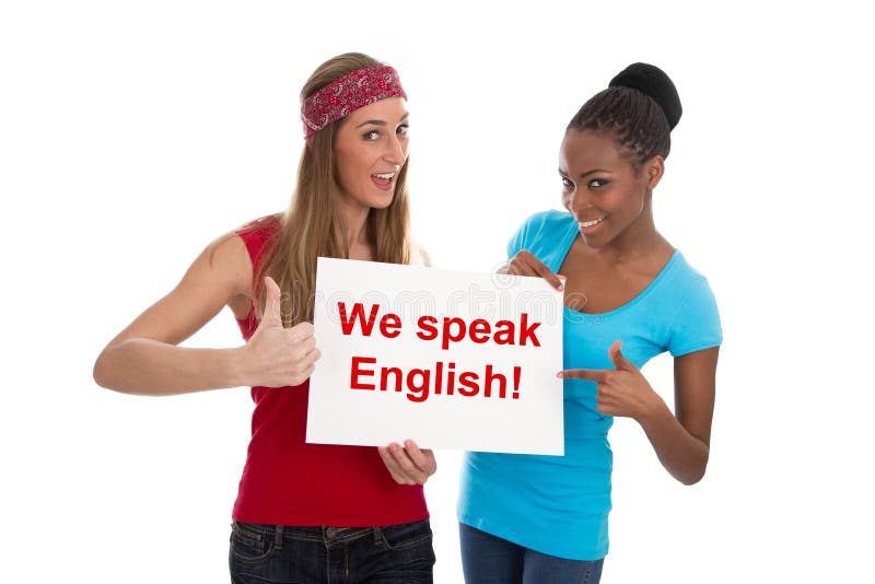 2 women - we speak English. 2 women - we speak English