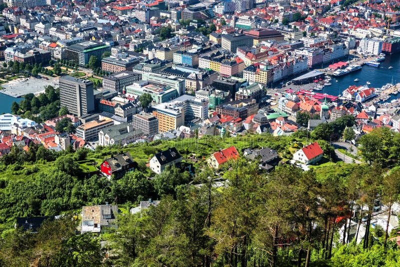 This photo was taken from Floyfjellet viewpoint at the top of Mount Floyen in Bergen, a city on Norway&#x27;s southwestern coast. It is surrounded by mountains and fjords; thus, it is also called the gateway to the fjords. This photo was taken from Floyfjellet viewpoint at the top of Mount Floyen in Bergen, a city on Norway&#x27;s southwestern coast. It is surrounded by mountains and fjords; thus, it is also called the gateway to the fjords.