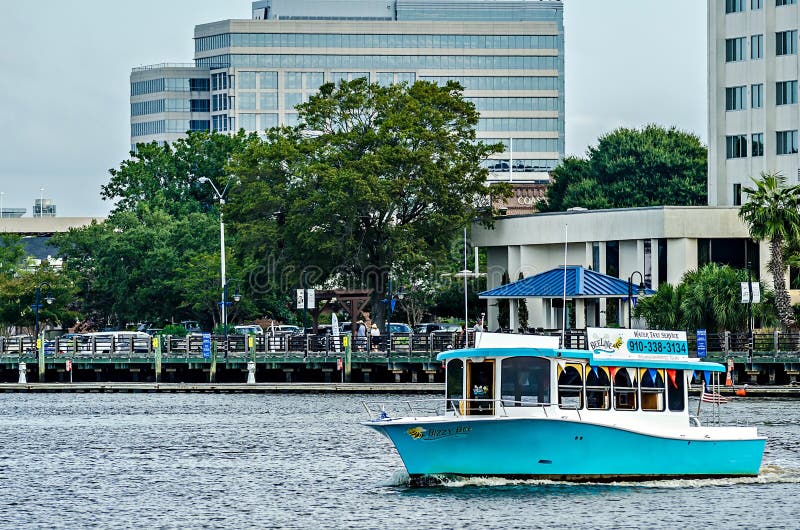 A view of Wilmington North Carolina from across the Cape Fear River. A view of Wilmington North Carolina from across the Cape Fear River