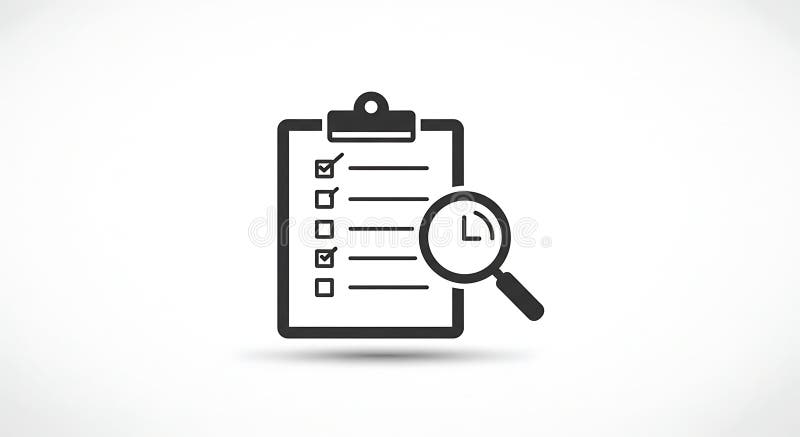 Μια ασπρόμαυρη εικόνα απεικονίζει ένα πρόχειρο με μια λίστα ελέγχου που διαθέτει ελεύθερη απεικόνιση δικαιώματος