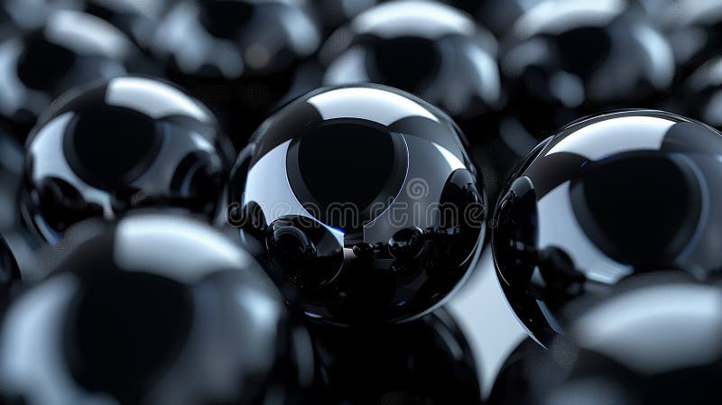 A group of shiny black balls are arranged in a circle AI generated. A group of shiny black balls are arranged in a circle AI generated