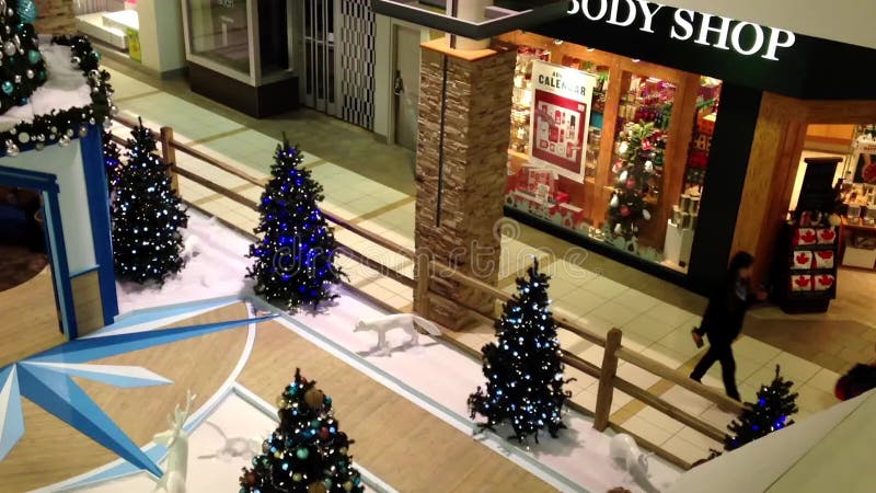 Μια πλευρά της λεωφόρου αγορών με το χριστουγεννιάτικο δέντρο διακοσμήθηκε της οικοδόμησης
