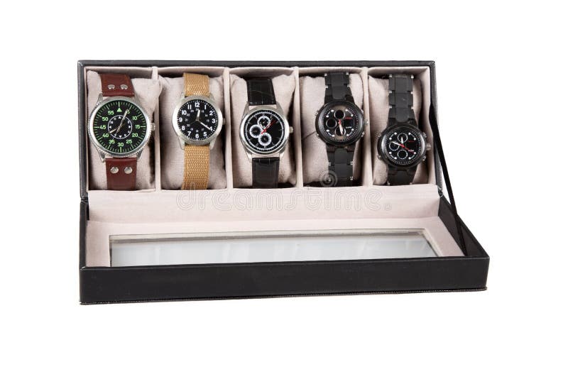 Μια πολυτέλεια προσέχει wristwatch σε ένα μαύρο κουτί στο άσπρο υπόβαθρο στοκ φωτογραφίες Μια πολυτέλεια προσέχει wristwatch σε ένα μαύρο κουτί στο άσπρο υπόβαθρο στοκ φωτογραφίες