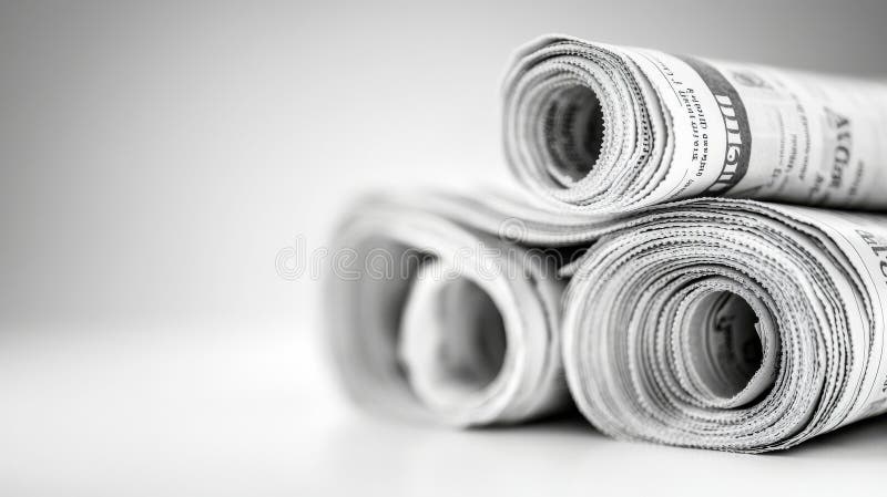 μια στοίβα παλαιών εφημερίδων που στέκονται μόνες τους σε μια λευκή επιφάνεια. στοκ φωτογραφίες με δικαίωμα ελεύθερης χρήσης