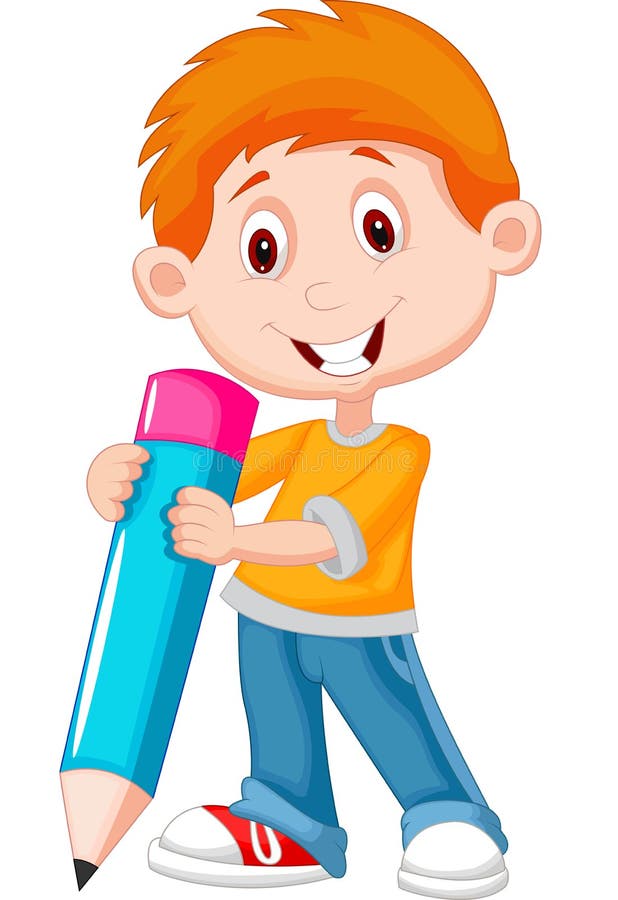 Illustration of Cartoon Little boy with pencil. Illustration of Cartoon Little boy with pencil