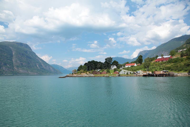 Small fishing village near Sognefjord in Norway. Small fishing village near Sognefjord in Norway