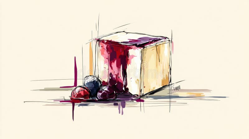 Μινιμαλιστικός κύβος Cheesecake με έντονη σάλτσα Berry Brushborders σε ανοιχτό φόντο Ενίσχυση ενός γλυκού γλυκού στοκ εικόνα με δικαίωμα ελεύθερης χρήσης