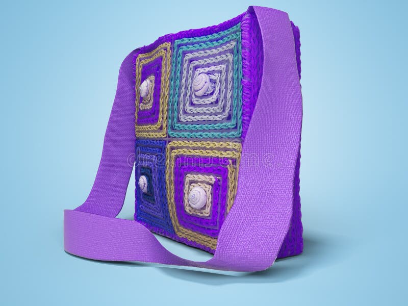 Μοβ τσάντα για εφήβους με μπλε φόντο 3D με σκιά απεικόνιση αποθεμάτων
